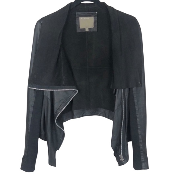 NWOT Muubaa Black Leather Moto Jacket Asymmetrical Zip - Picture 5 of 8